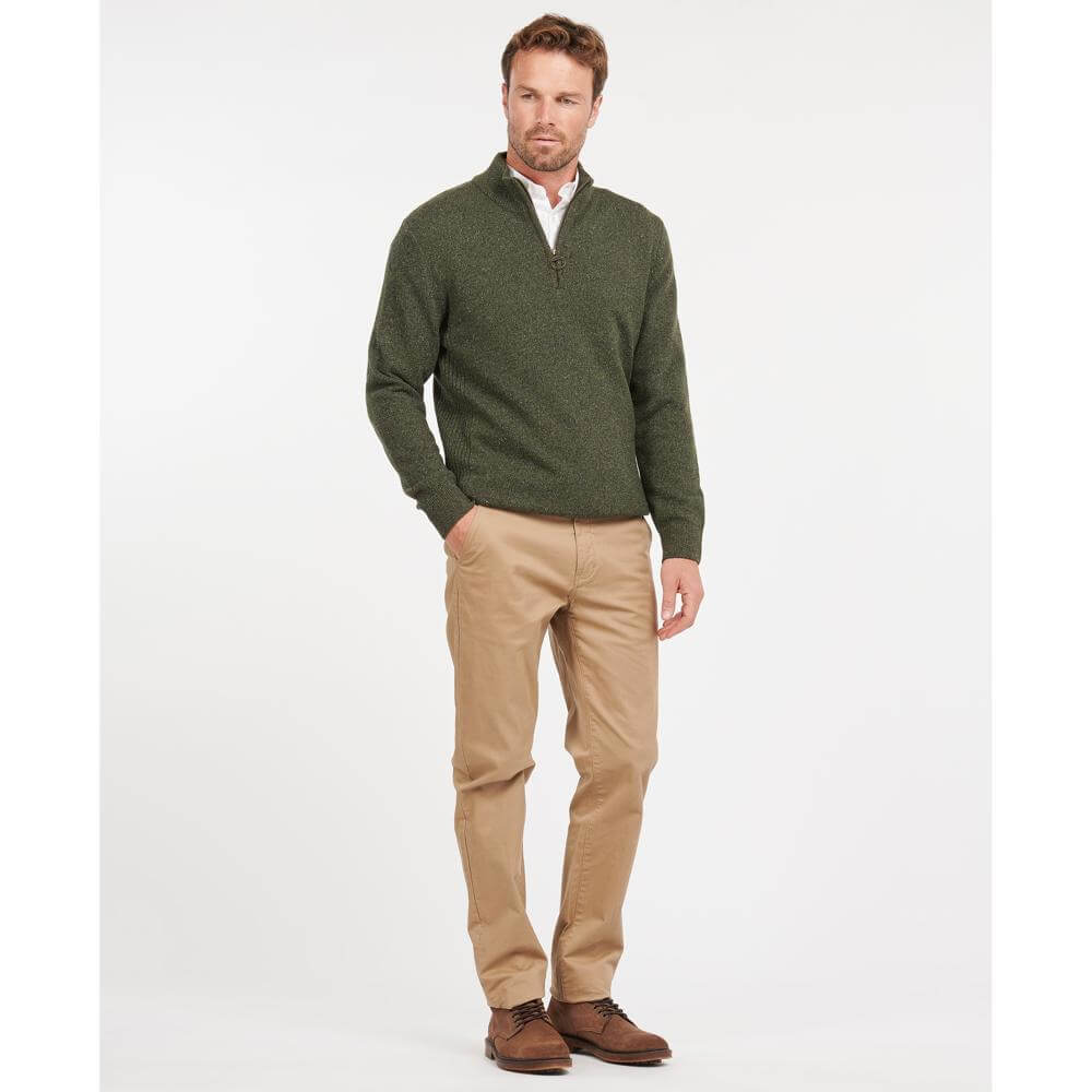 Barbour Essential Tisbury Dark Seaweed Zip Neck Sweater